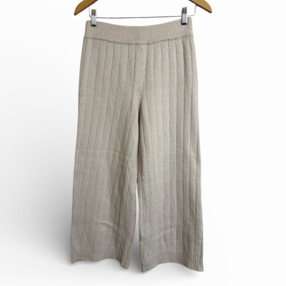 B.yu Made In Italy Women's S-M Cream Sweater Pants Cropped Wool Cashmere Nylon
